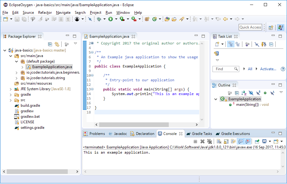 ExampleApplication in Eclipse